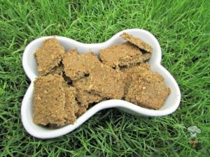 A tray of delicious cantaloupe treats for your dog to enjoy.