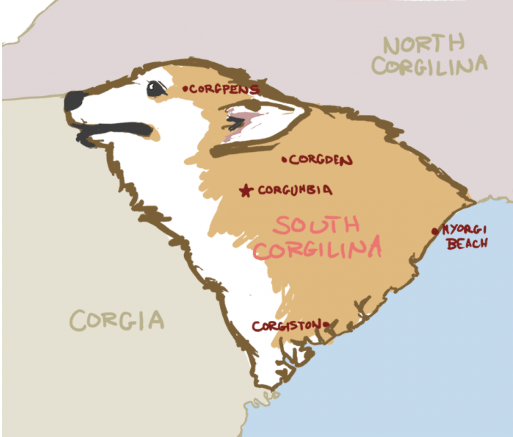 Map of the corgi dog states.